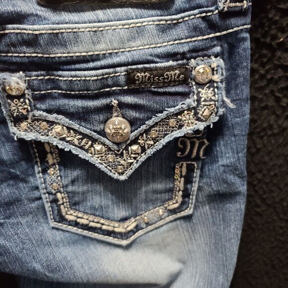 MissMe Womens Jeans Blue Size 25 Cotton Blend Signature Boot Pockets Button Zip - Picture 16 of 16